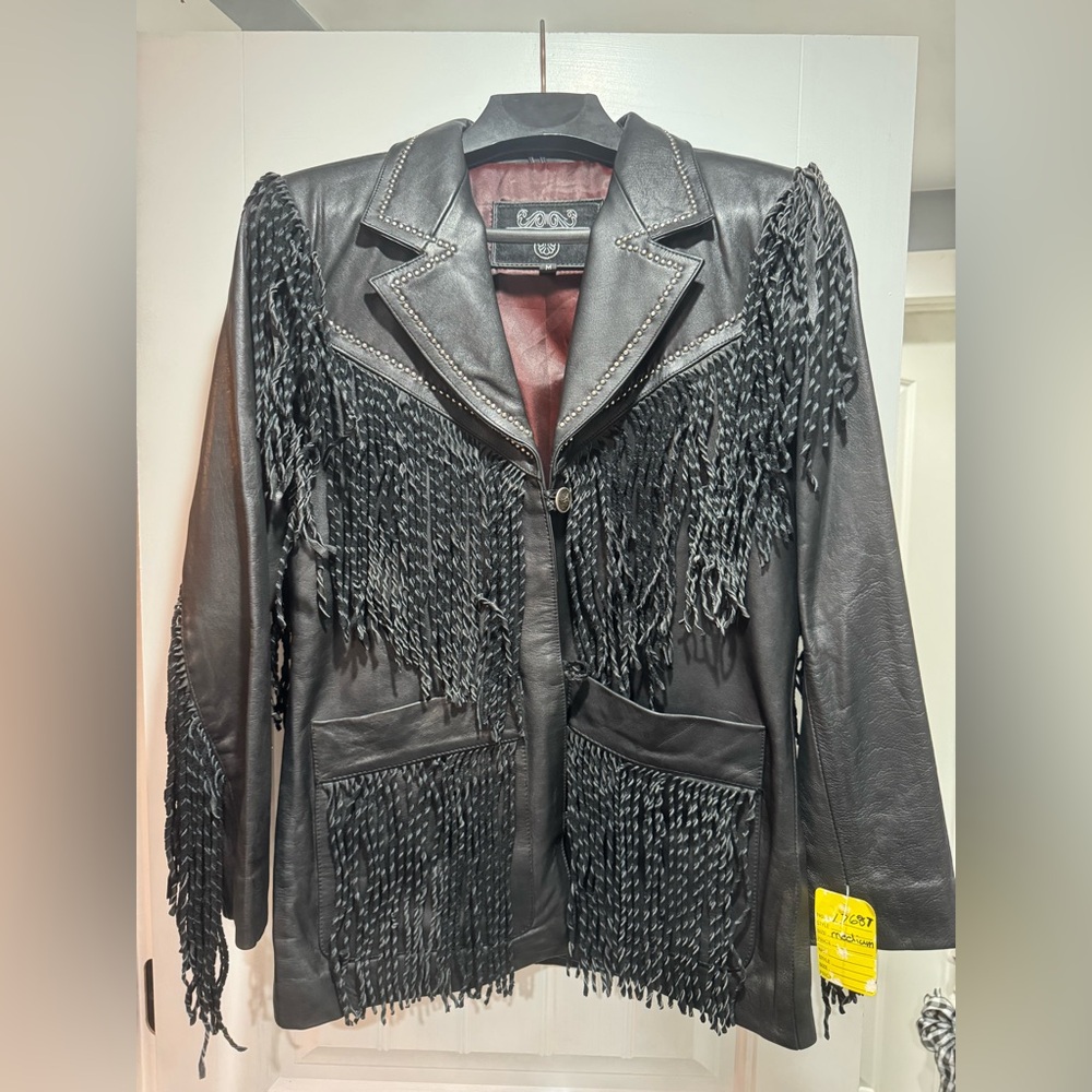 Leather Gallery Black Fringe Leather Jacket
